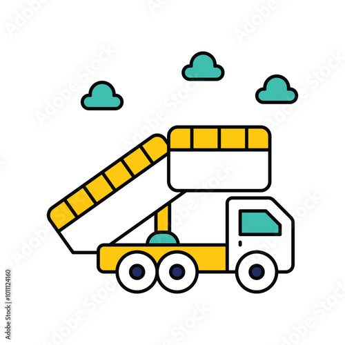 Gangway color line icon with white background vector stock illustration