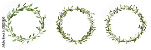 Die-cut botanical wreaths on a white isolate background.