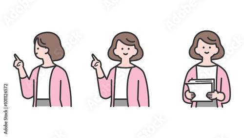 指を指すポーズの女性・バリエーション