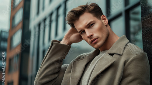 Portrait of a Handsome Young Man in a Brown Coat