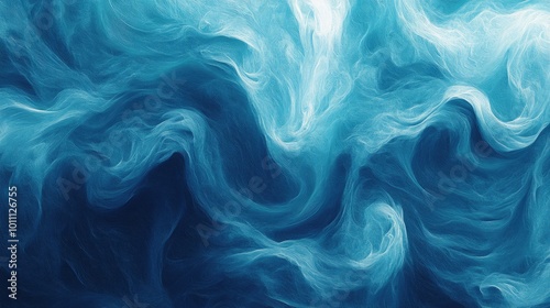 Abstract Blue and White Swirling Patterns Creating a Dreamlike Oceanic Effect in a Fluid Art Style