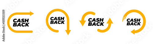 Cashback icons set. Cashback loyalty program. Money refund label. Return money service for partner program.  Vector illustration.