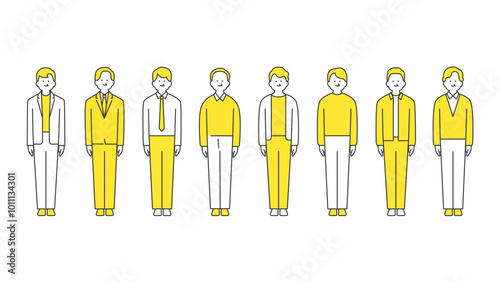 年配男性の全身アバターイラスト素材セット