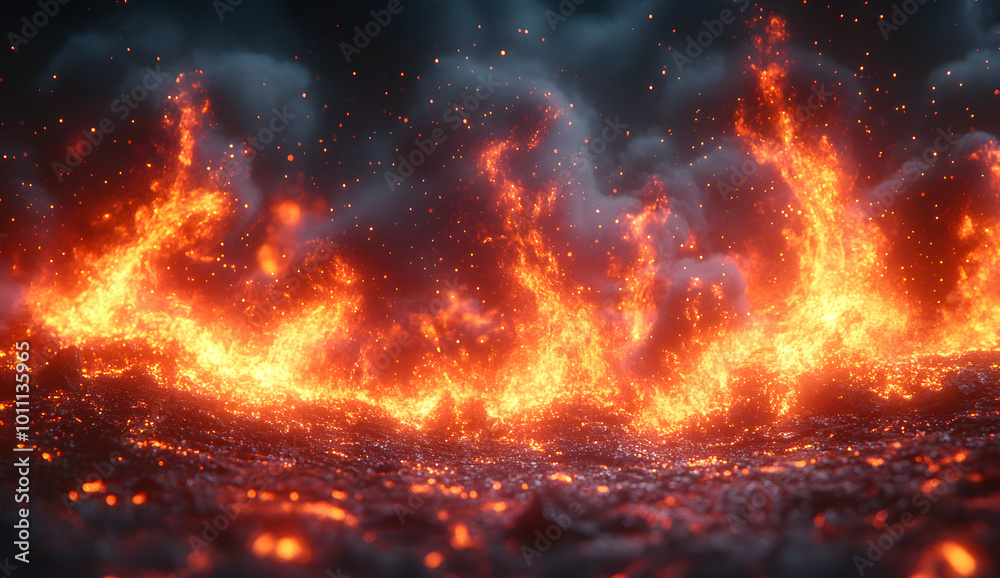 A powerful image depicting a massive fire with fierce flames rising dramatically into the sky, creating an intense and captivating scene. This photograph captures the raw energy and destructive force A powerful image depicting a massive fire with fierce flames rising dramatically into the sky, creating an intense and captivating scene. This photograph captures the raw energy and destructive force