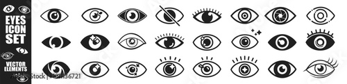 Eye icon set. Eyes related line icons. View and eye vector linear icon set. Open eyes images.