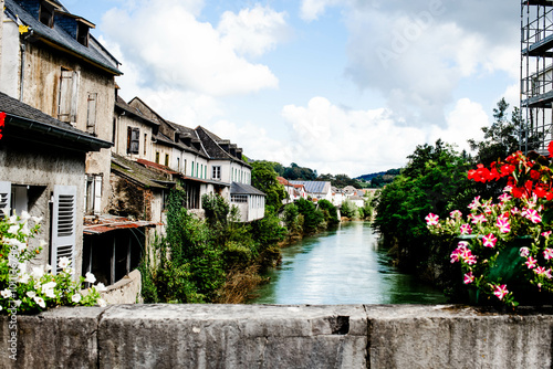 Discovering the village of Mauleon-Licharre crossed by its river Soule photo