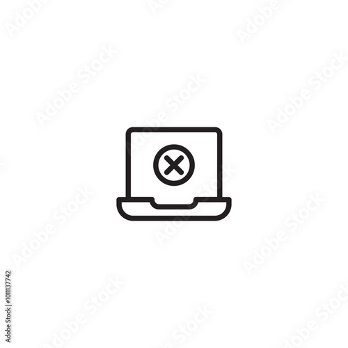 Laptop error icon. Error on laptop, device problem. Device malfunction, error message.