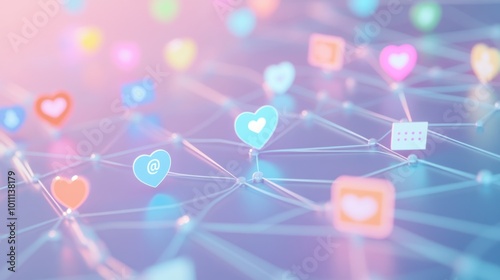 Abstract Network of Social Media Hearts