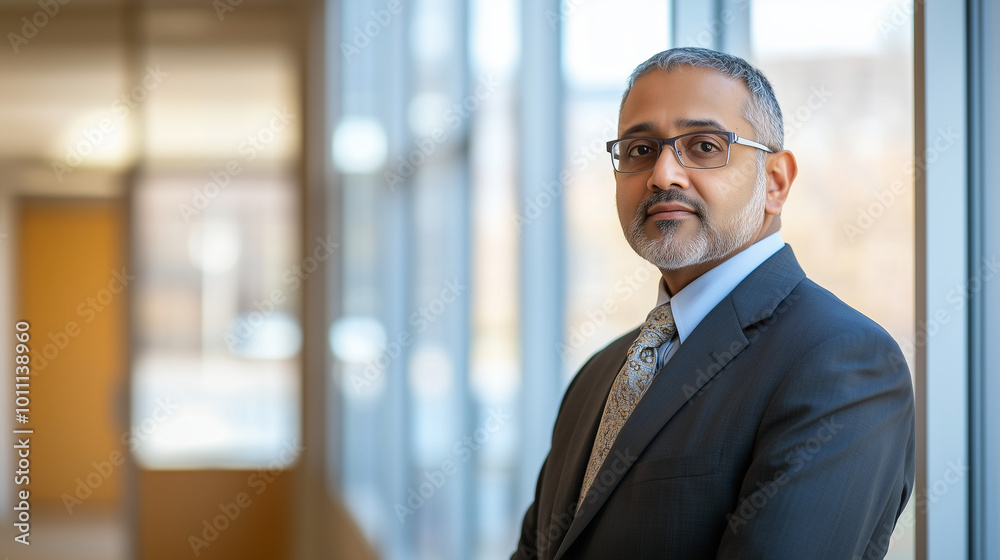 Confident CEO stands in front of modern office window, looking out with determined expression, symbolizing leadership and change. Confident CEO stands in front of modern office window, looking out with determined expression, symbolizing leadership and change.