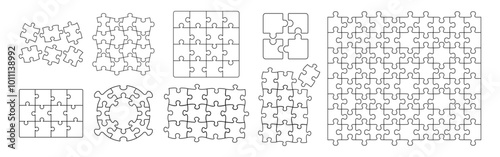 Puzzle pieces vector set. Puzzle pieces vector set. Puzzle jigsaw on transparent background