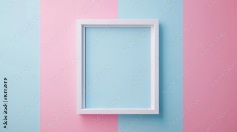 White Frame on Pink and Blue Background White Frame on Pink and Blue Background