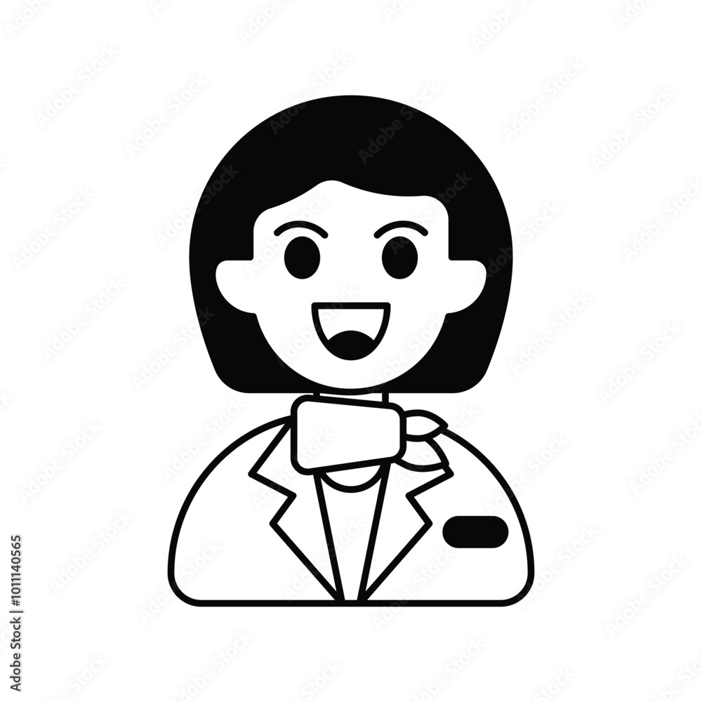 Air Hostess glyph icon with white background vector stock illustration Air Hostess glyph icon with white background vector stock illustration