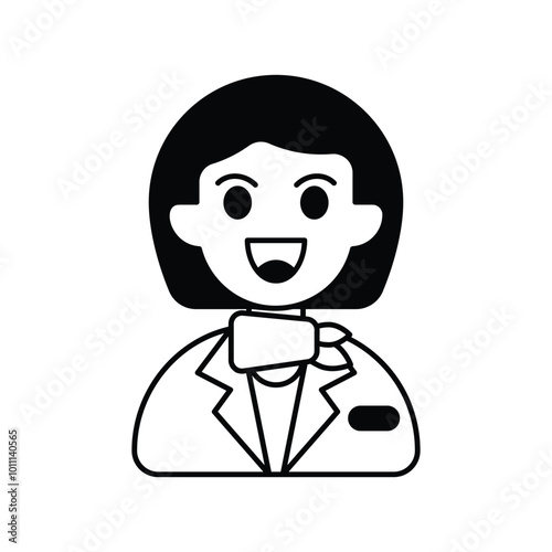 Air Hostess glyph icon with white background vector stock illustration