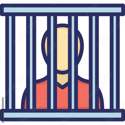 Criminal vector icon in color outline style 