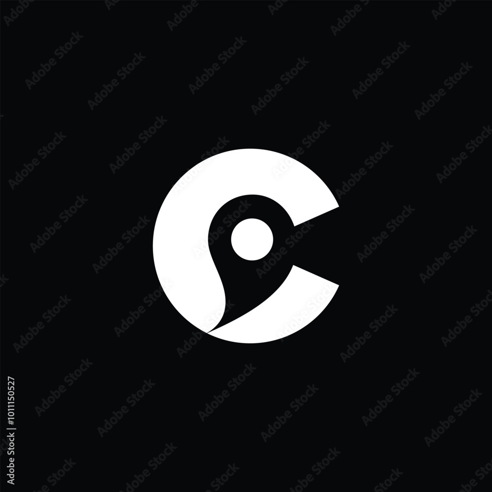 Letter C logo with negative space location icon Letter C logo with negative space location icon