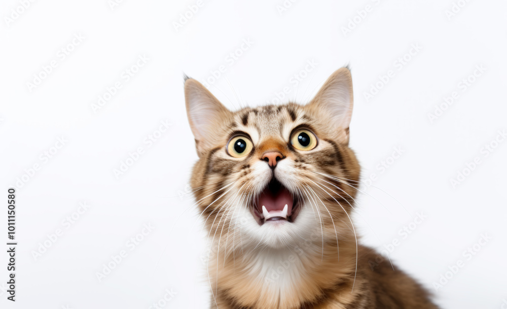 The cat reacting with surprise, wide eyes and open mouth The cat reacting with surprise, wide eyes and open mouth