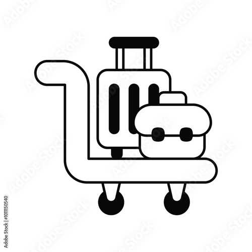 Luggage Trolley glyph icon with white background vector stock illustration