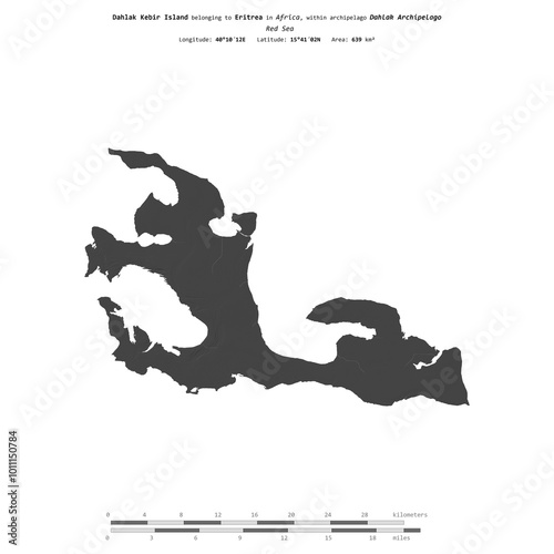 Dahlak Kebir Island. Eritrea. Shape on white. Bilevel photo