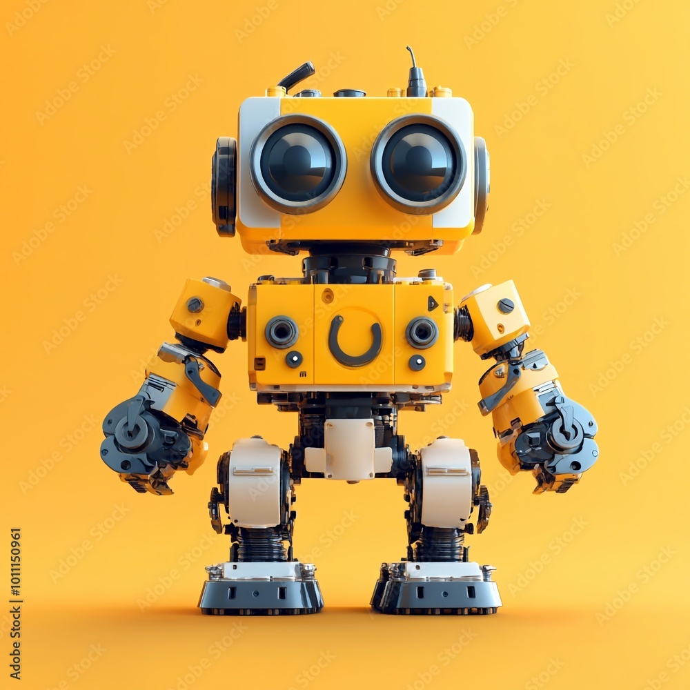 3D Assembly Kit Icon: Build Your Own Robot Illustration Logo