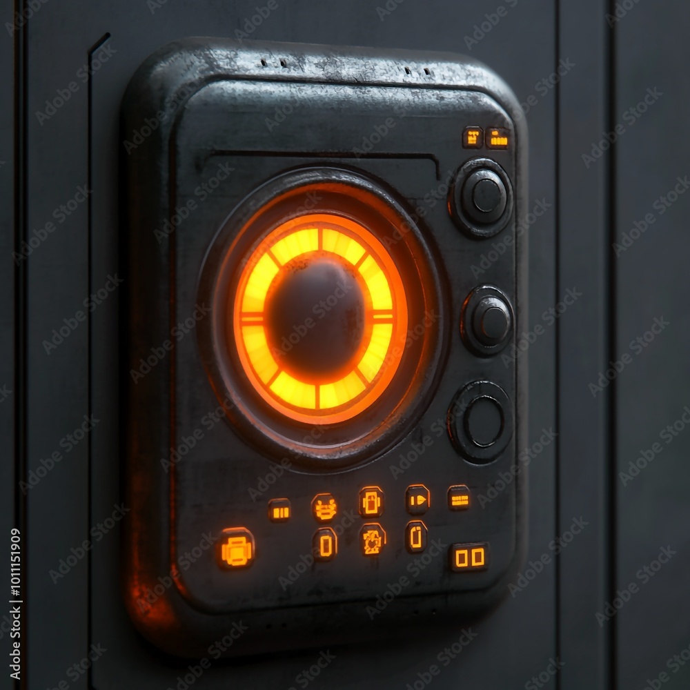 Fototapeta premium 3D Control Panel Icon: Interface for Robot Management Illustration Logo