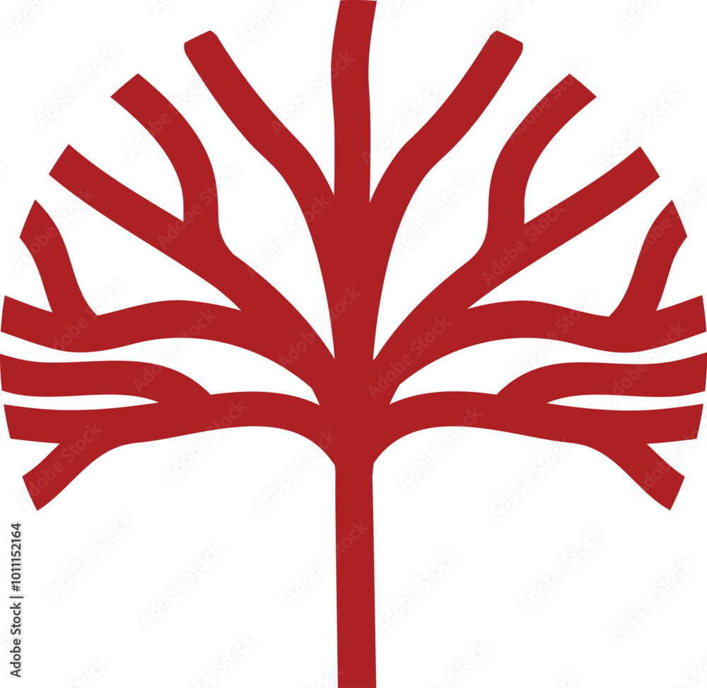 Obraz premium Red bare tree over white