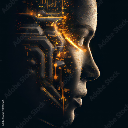 AI woman - darc background photo