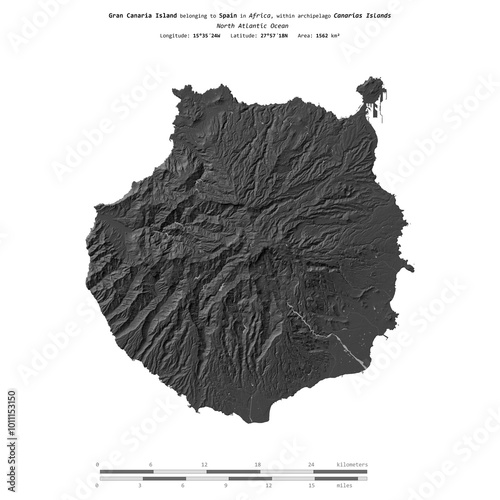 Gran Canaria Island. Spain. Shape on white. Bilevel