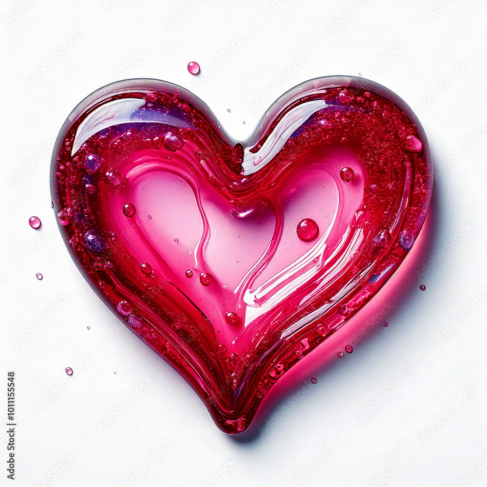 Isolated heart shaped pink liquid drop Isolated heart shaped pink liquid drop