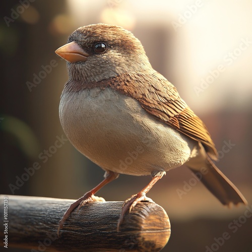 3D Sparrow Icon: Small Bird and Nature Illustration Logo photo