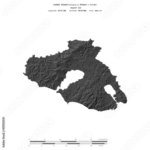 Quadro su tela Lesbos Island. Greece. Shape on white. Bilevel