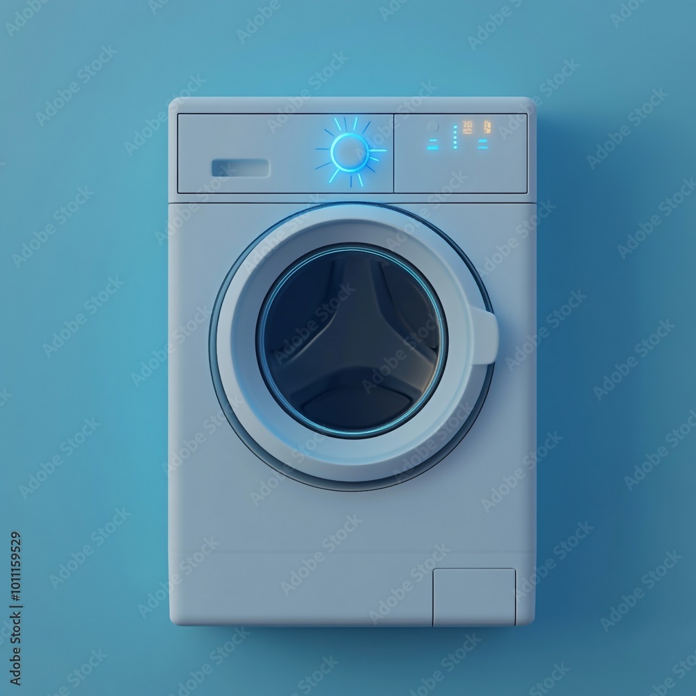 3D Washer Controls Icon: Laundry Machine Settings Illustration Logo 3D Washer Controls Icon: Laundry Machine Settings Illustration Logo