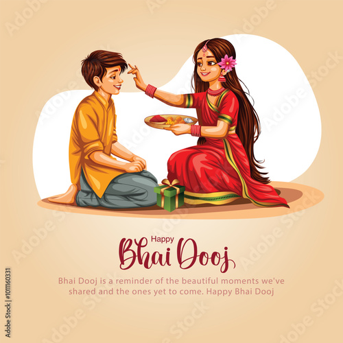 beautiful Bhai dooj festival greeting card India. editable abstract vector illustration design