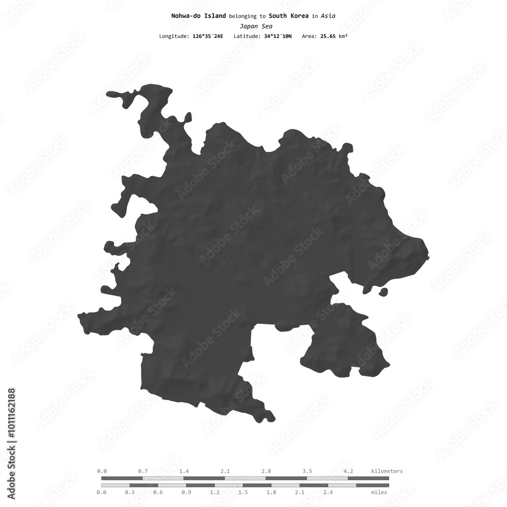 Obraz premium Nohwa-do Island. South Korea. Shape on white. Bilevel