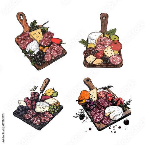 Set of cheese and charcuterie boards
