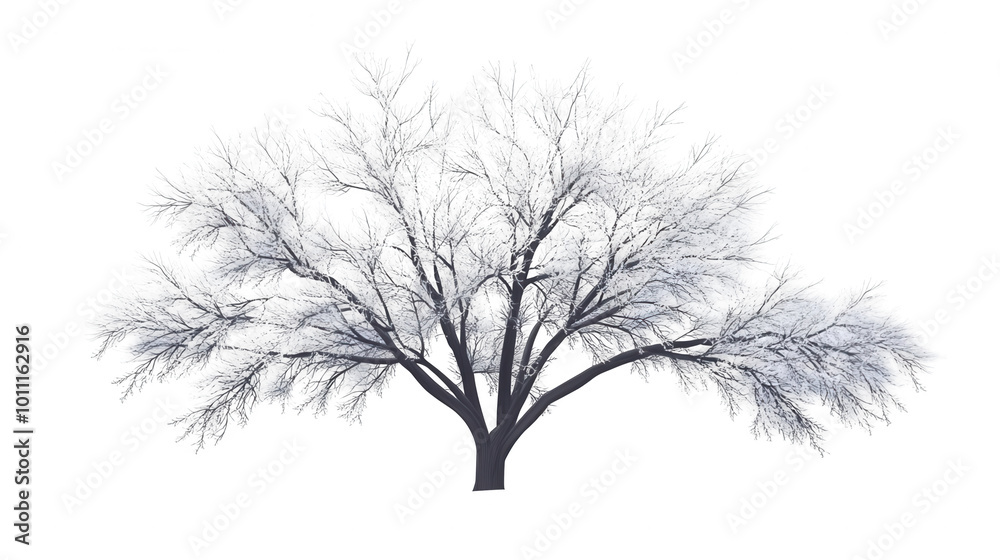 Fototapeta premium Christmas Snow Covered Tree with Intricate Branches, PNG file, transparent background.