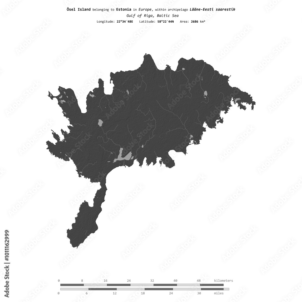 Obraz premium Osel Island. Estonia. Shape on white. Bilevel