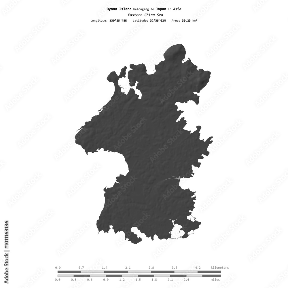 Obraz premium Oyano Island. Japan. Shape on white. Bilevel