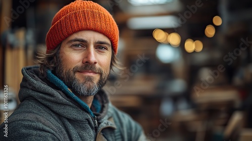 portrait of man worker in the carpentry workshop