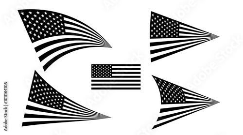 Black and white 3d american flag vector illustration. Usa flag to use for 4th july independence day, memorial day, made in usa concept projects. 