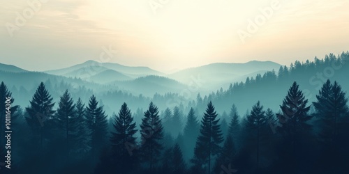 Mountain Range with Trees