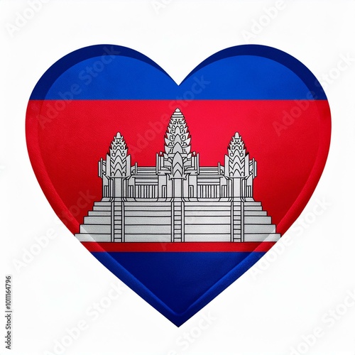 カンボジアの国旗のハート(Heart of Cambodia flag on white.)
 photo