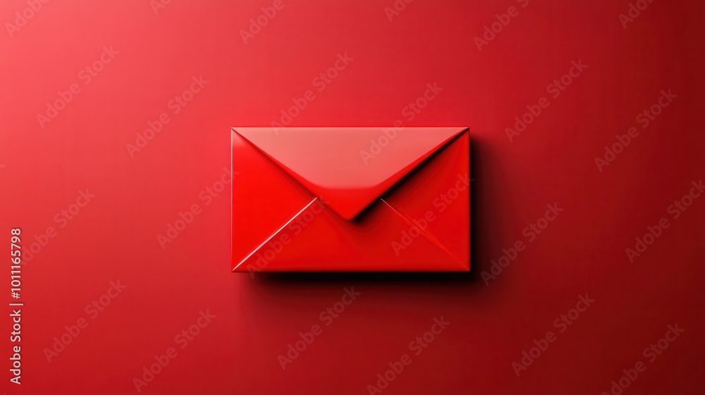 Red envelope with geometric design on contrasting red background, ideal for communications and invitations. Red envelope with geometric design on contrasting red background, ideal for communications and invitations.
