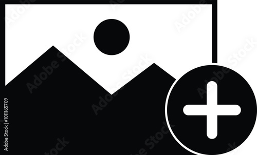 Add image icon . Add photo icon . Add picture icon . Image with plus icon vector