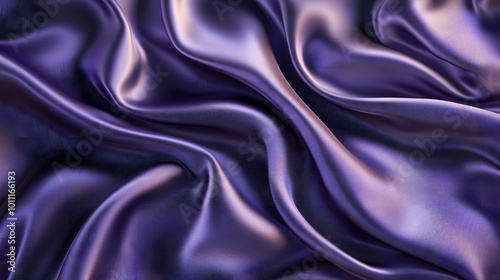 Blue and purple silk satin fabric background with wavy folds