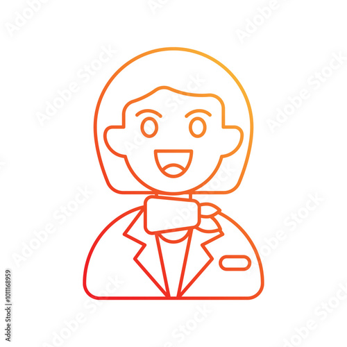 Air Hostess gradient icon with white background vector stock illustration