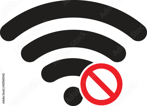Banned wifi icon . No wifi sign . Block wifi icon . Wifi off icon vector