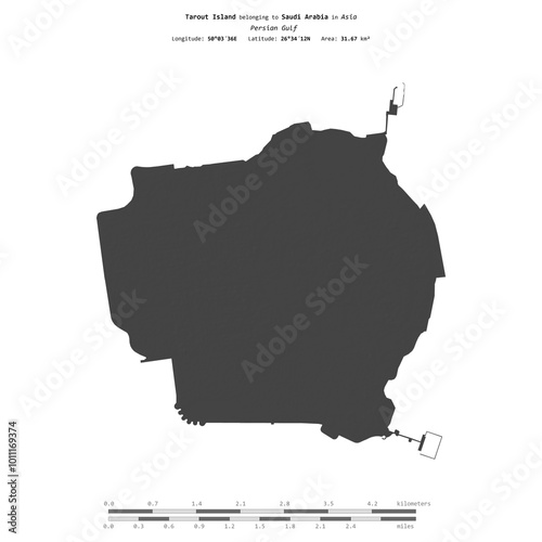 Tarout Island. Saudi Arabia. Shape on white. Bilevel photo