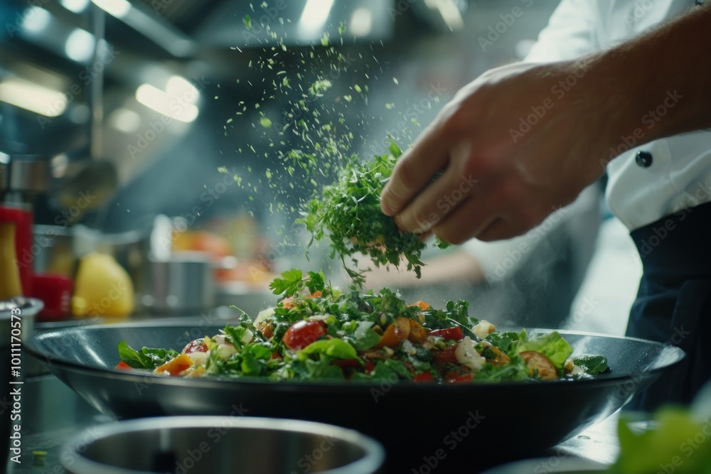 Colorful Fresh Salad with Sprinkled Herbs by Chef Colorful Fresh Salad with Sprinkled Herbs by Chef