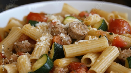 Delicious Pasta with Sausage, Tomatoes, and Zucchini