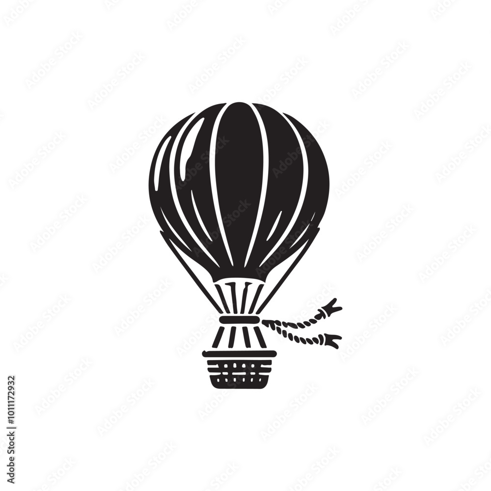 Naklejka premium Hot Air Balloon Vintage Drawing